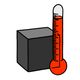 Illustration von Faserverbund Temperaturresistenz zeigt schwarzen Composite Block mit rotem Thermometer