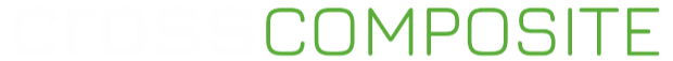 Das ist das grün weisse Cross Composite Schrift-Logo von CrossTEQ