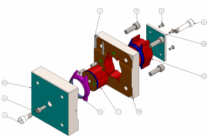 Konstruktionszeichnung einer elektromechanischen Baugruppe